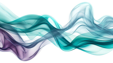 Obraz premium Matte turquoise and smokey violet waves, evoking a cool, mystical abstract on a solid white background.