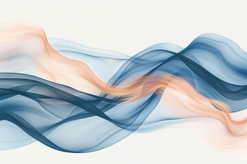Muted cobalt blue and soft peach tiddle waves, creating a soothing and gentle abstract on a solid white background.