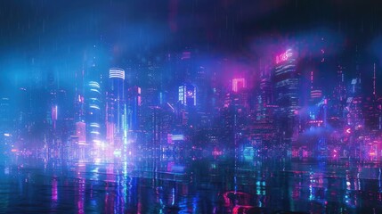 City neon Futuristic cyberpunk modern background wallpaper ai generated image