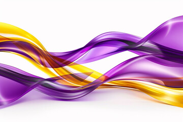 Naklejka premium Radiant purple and shiny yellow tiddle waves, combining to create a striking and bold abstract design on a solid white background.