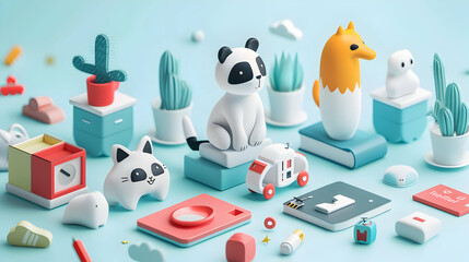 Charming 3D Animal Business Icons: Cute Animals in Business Settings for Website and Social Media Graphics