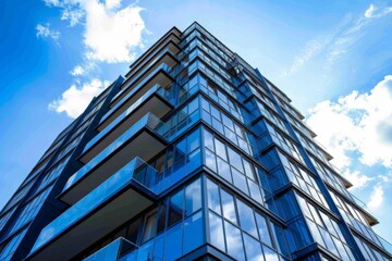 Obraz premium AI generated illustration of a multi-storey building with numerous windows. Beautiful simple AI generated image in 4K, unique.