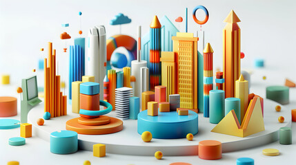 3D Cartoon Data Visualization Icon for Analyzing Insights and Trends