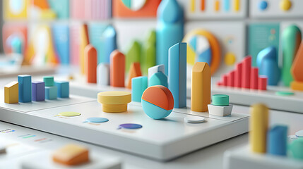 3D Cartoon Icon for Data Visualization and Analytics: Illustrating Insights and Trends