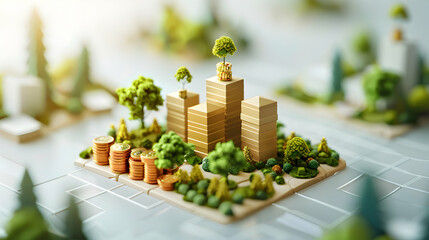 3D Cartoon Financial Growth Icon for Visualizing Economic Progress and Wealth Accumulation