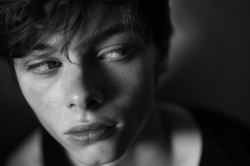 Fototapeta premium A young man with a serious expression on his face