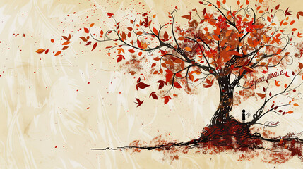 Autumn tree abstract art capturing the essence of the season