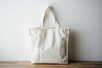 Eco-friendly canvas tote bag on a minimalist white background. Beautiful simple AI generated image in 4K, unique.