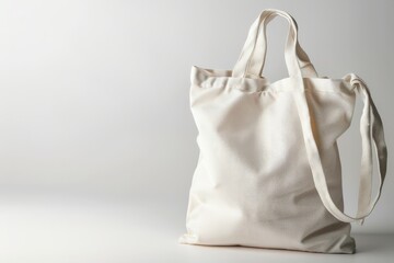Eco-friendly canvas tote bag on a minimalist white background. Beautiful simple AI generated image in 4K, unique.