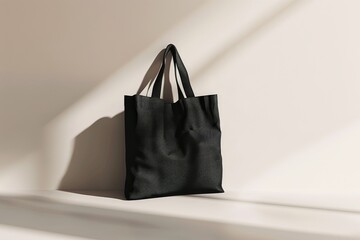 Clean and Simple White Tote Bag Mockup for Advertising and Branding - Perfect for Carrying Clothes and More on a Grey Background. Beautiful simple AI generated image in 4K, unique.