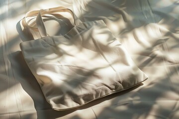 Clean and Simple White Tote Bag Mockup for Advertising and Branding - Perfect for Carrying Clothes and More on a Grey Background. Beautiful simple AI generated image in 4K, unique.