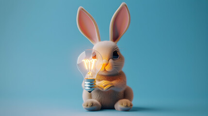 3D Icon: Rabbit Entrepreneurial Spirit Logo Concept for Startups and Innovation-Focused Businesses in Isometric Scene