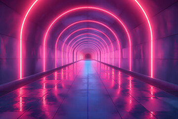 neon light lines glowing with the red, blue, and purple lights, in the style of elegant lines,...