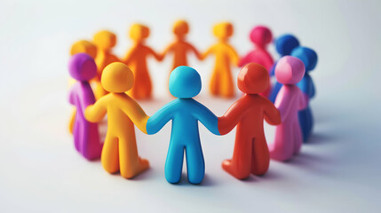 3D Cartoon Unity Teamwork Icon Symbolizing Collaboration and Solidarity Among Team Members