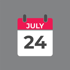 July 24 calendar reminder. 24 July daily calendar icon template. Calendar 24 July icon Design template. Vector illustration
