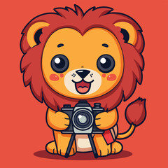 Obraz premium kawaii cute vector logo sticker of lion