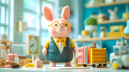 Ultra Realistic Business Animal Characters in Isometric Scene