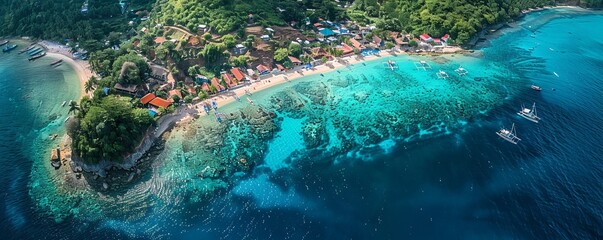Aerial view of Oslob Whaleshark, Cebu, Philippines.