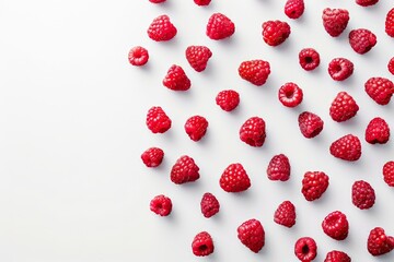 close-up of raspberries in drops of water. Created by AI.. Beautiful simple AI generated image in...