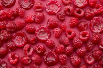 White and red strawberries. Close-up. Background. Texture.. Beautiful simple AI generated image in 4K, unique.