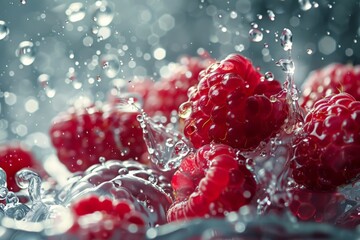 Raspberry close-up shot from above with deep shadows. Beautiful simple AI generated image in 4K,...