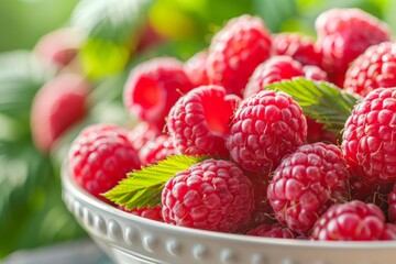 close-up of raspberries in drops of water. Created by AI.. Beautiful simple AI generated image in 4K, unique.