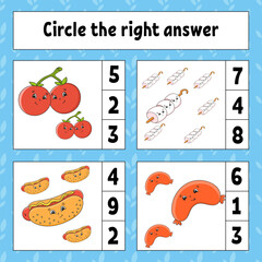 Circle the right answer. Education developing worksheet. Activity page with pictures. Game for children. Funny character. Cartoon style. Vector illustration.