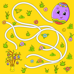 Funny maze for kids. Puzzle for children. cartoon character. Labyrinth conundrum. Find the right path. Vector illustration.
