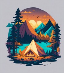 tshirt artwork design of camping