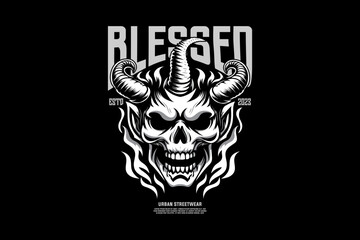 Obraz premium Monster skeleton demonic style art vector templates