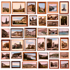 A collection of framed vintage postcards Transparent Background Images 