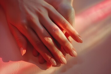 Fototapeta premium Hands of a caucasian female to hold ball-sized object, isolated on white. Beautiful simple AI generated image in 4K, unique.