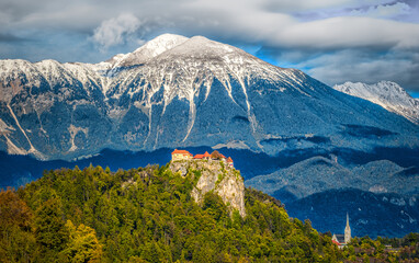 Bled Castle Perched on Mountain Amidst Trees