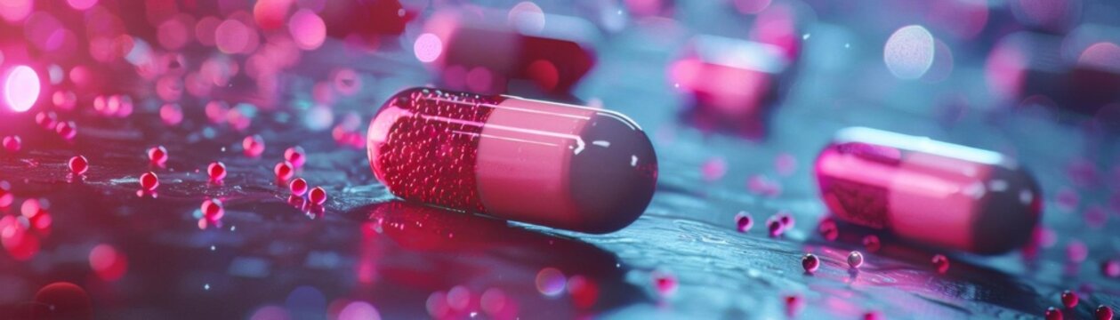 A futuristic image of pharmaceutical love pills, each one designed to increase feelings of love and connection