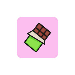 Bar of chocolate line icon. Dessert, candy, wrapper. Food concept. Can be used for topics like diet, sweet, snack.
