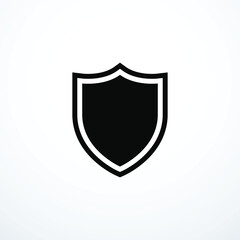 Black shield icon. Vector illustration