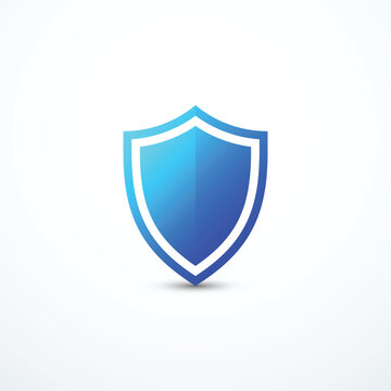 Blue shield icon. Vector illustration
