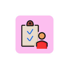 Icon of clipboard checklist Plan, optimization, document. Productivity concept. Can be used for topics like management, survey, efficiency