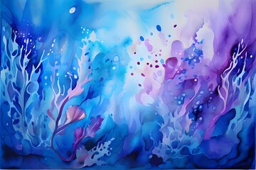 Watercolor underwater scene wallpaper art