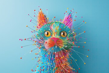 Cat made out of colorful pins