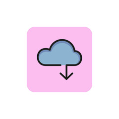 Icon of cloud storage. Uploading, information, connection. Technology concept. Can be used for topics like database, storage, network
