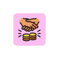 Icon of financial deal. Handshake, purchase, deal. Partnership concept. Can be used for topics like agreement, investment, banking