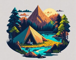 tshirt artwork design of camping