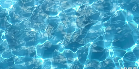 Obraz premium blue water wave texture background,Closeup of desaturated transparent clear calm water surface texture with splashes and bubbles. Trendy abstract nature background.turquoise water surface, banner