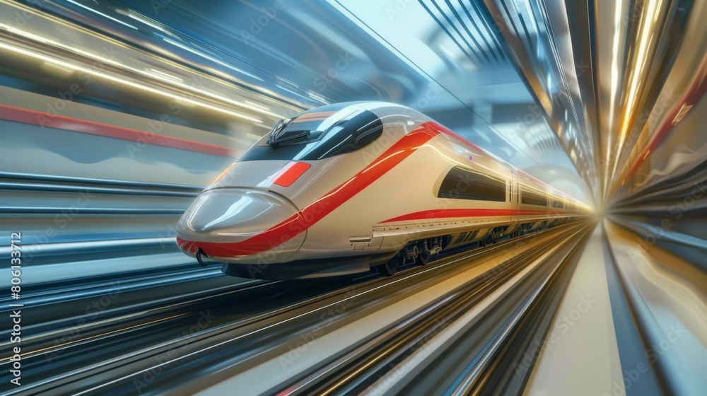 Leinwandbilder a high-speed train emerging from a tunnel with a burst of speed, symbolizing progress and connectivi