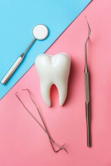 tooth model and dental tools, Generative AI,