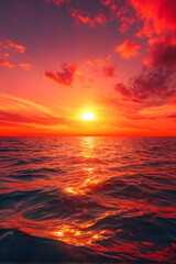 Tropical Paradise Awaits: Sunsets Painted in Pink, Orange, and Red Over the Sea. Summer Magic: The Sea Blazes with Color in a Vibrant Orange Sunset. generative AI