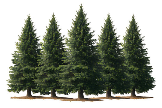 Set of Pinus sylvestris Scotch pine spruce big tall tree isolated png on a transparent background ,AI GENERATED