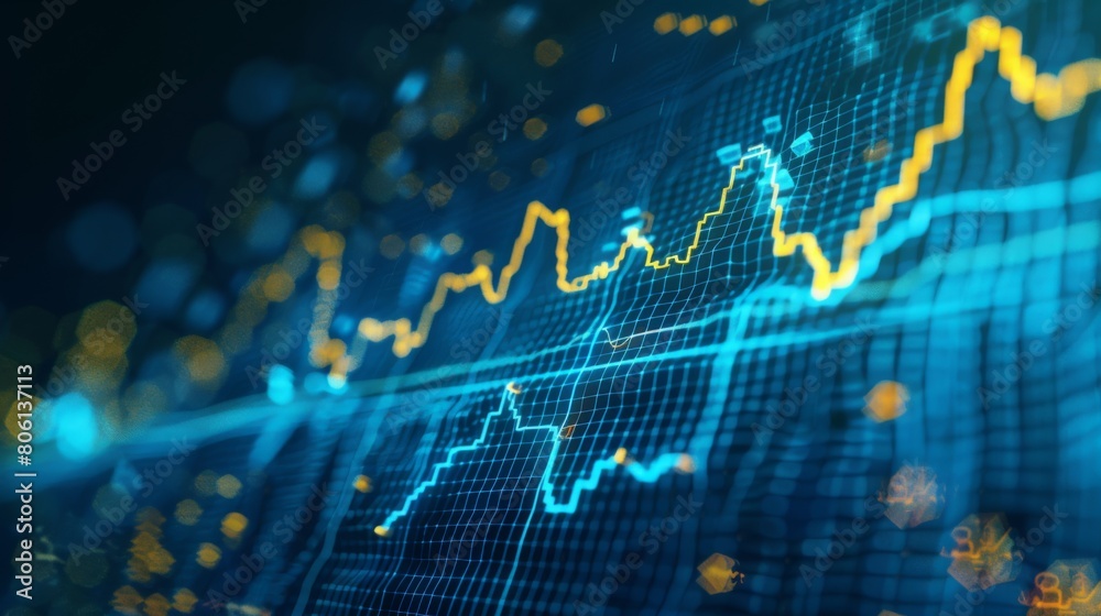 Aufkleber a line graph depicting stock market trends, with fluctuating lines representing the dynamic nature o