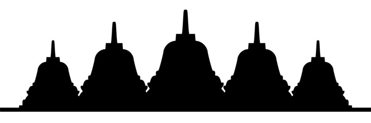 Silhouette illustration of temple stupa for Vesak day of vector